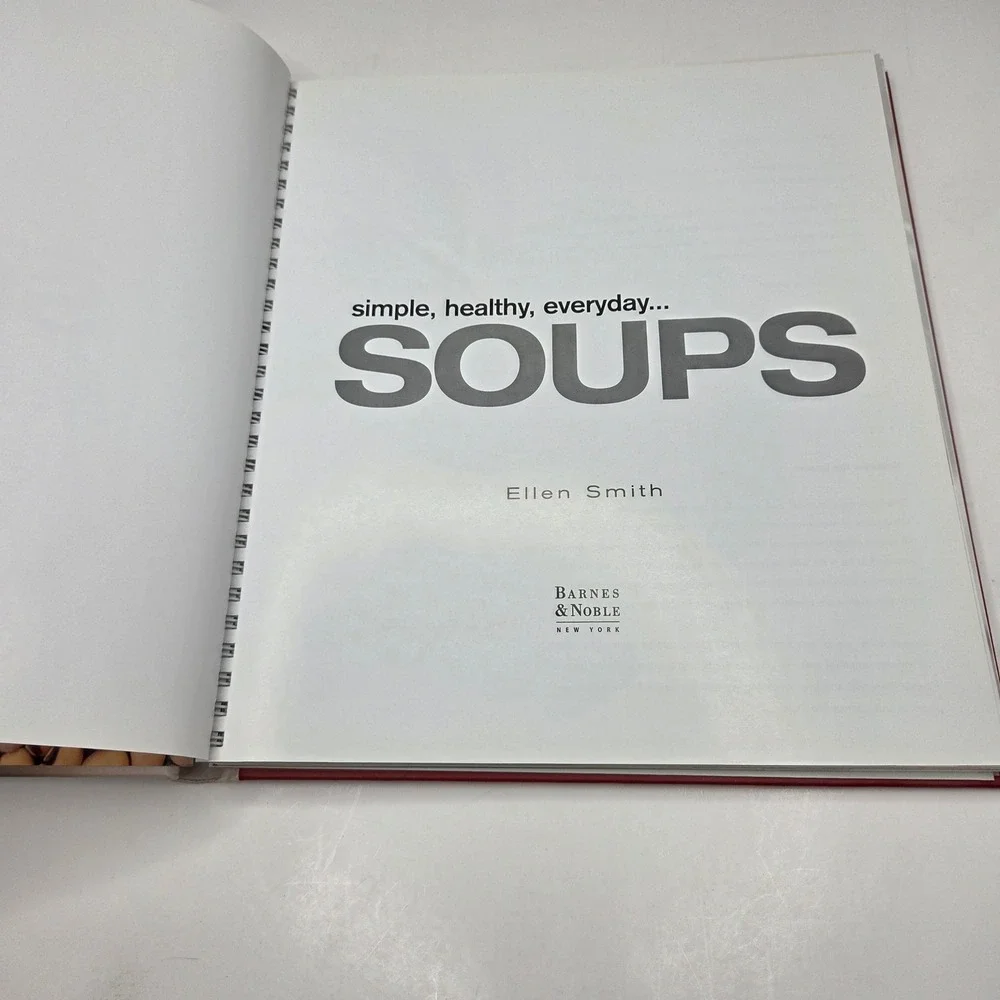 Barnes & Noble Soups Cookbook Ellen Smith Spiral Bound Red Healthy Recipes